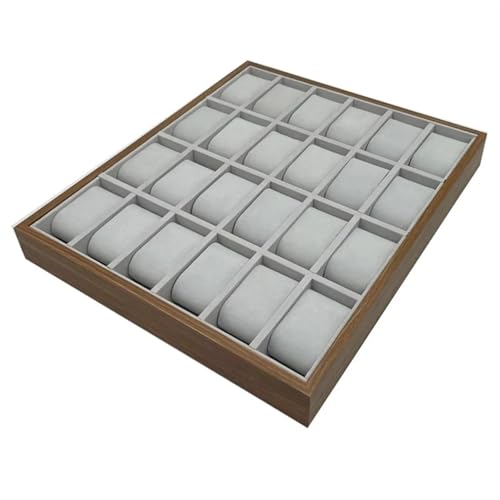 ZNJAMN Uhrenaufbewahrungsbox 24 Slots Walnussmaserung Holz Uhr Lagerung Display Boxen Armbanduhr Organizer Tray Halter Mit Kissen Geschenke for Männer FüR Uhrenaufbewahrung von ZNJAMN