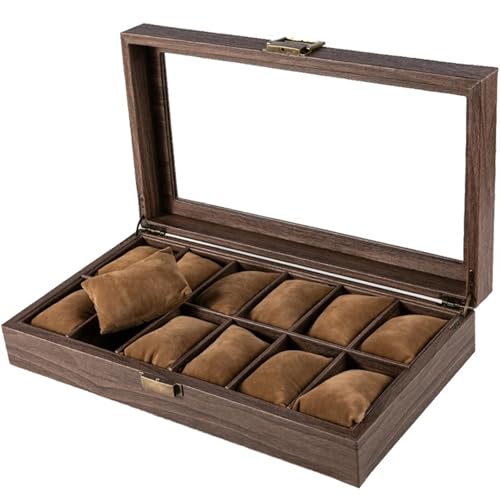ZNJAMN Uhrenaufbewahrungsbox 3,6,10,12 Slots Leder Uhr Lagerung Box Organizer Herren Damen Uhren Display Halter Fällen Schmuck Gläser Geschenke Boxen FüR Uhrenaufbewahrung(6lots) von ZNJAMN
