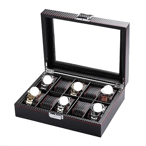 ZNJAMN Uhrenaufbewahrungsbox Uhr Display Box 3/5/6/10/12 Carbon Faser Boxen Veranstalter for Männer Frauen Uhren schmuck FüR Uhrenaufbewahrung(6 Carbon Fiber) von ZNJAMN