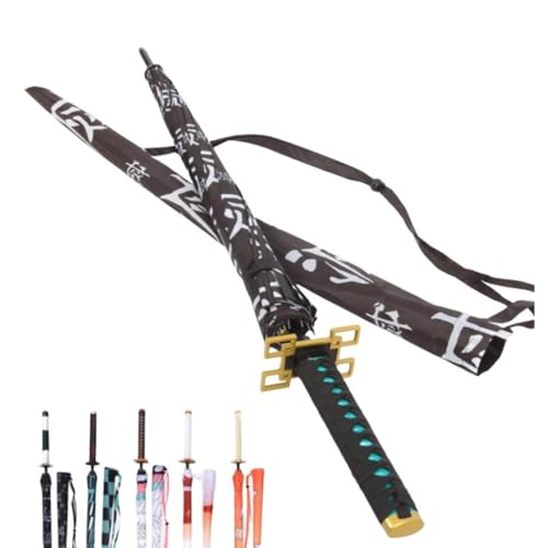 ZNLVZSH Dämonentöter Samurai-Regenschirm, Anime Cosplay Ninja Katana Sonnenschutz-Regenschirm 16 Knochen 210T wasserdicht winddicht stark 1: 1 Anime-Griff 3D-Druck 106 cm, Tokitou Muichirou von ZNLVZSH