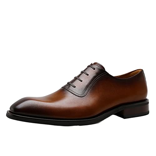 ZNMDOK Einzelzeit Formale Oxford-Schuhe for Männer Schnüren quadratisch gebrannt Sehr beliebt bei Jungen Menschen (Color : Brown, Size : 41 EU) von ZNMDOK