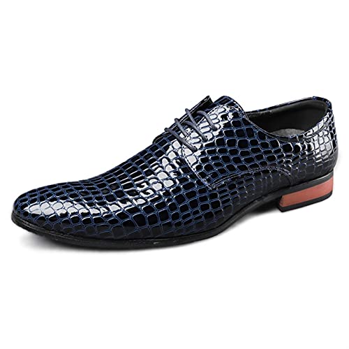 ZNMDOK Einzelzeit Kleid Oxford Schuhe for Männer Schnürung Crocodile geprägte Derby -Schuhe spitzer Zehen Veganer Leder Block Absatz Low Top Non Slip Classic Sehr beliebt bei Jungen Menschen von ZNMDOK