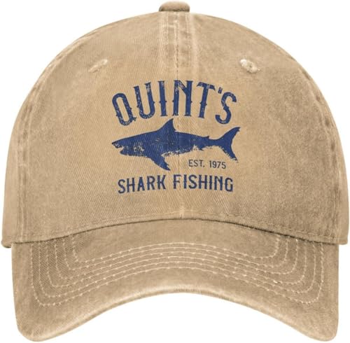 Quints Shark Fishing Jaws 1975 Baseballkappe Männer Frauen Distressed Gewaschene Kopfbedeckung Amity Island Outdoor Workouts Verstellbare Hüte cool von ZNODXFIV