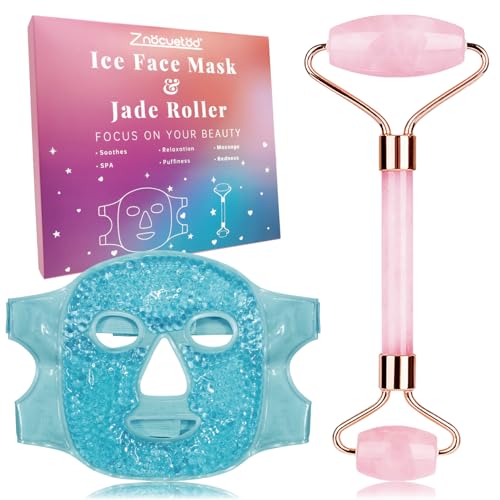 Znöcuetöd Eis-Gesichtsroller, Jade-Roller und Eis-Gesichtsmaske, Geschenkset mit kühlendem Gel-Maske für Frauen, Anti-Aging, Blau Znöcuetöd Eis-Gesichtsroller, Jade-Roller und Eis-Gesichtsmaske, Geschenkset mit kühlendem Gel-Maske für Frauen, Anti-Aging, Blau von ZNÖCUETÖD
