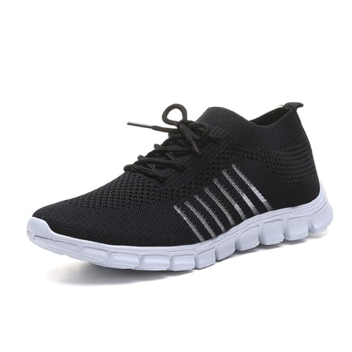 Frauen Atmungsaktive Sportschuhe Damen Frühling Turnschuhe Trainer Mesh Schuhe Freizeitschuhe Bequeme Segeltuchschuhe(Black,10) von ZNSUVCUT