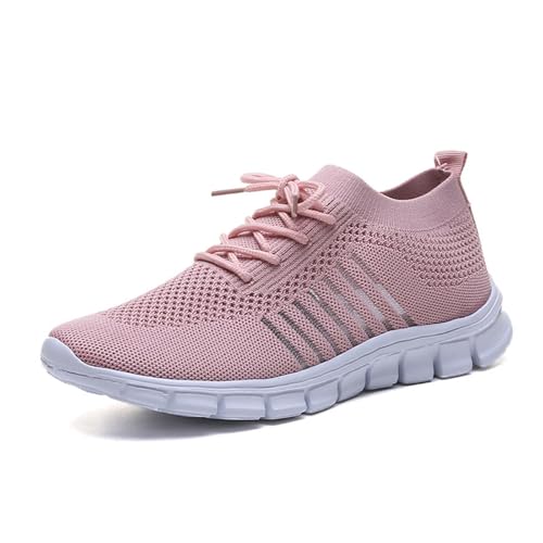 Frauen Atmungsaktive Sportschuhe Damen Frühling Turnschuhe Trainer Mesh Schuhe Freizeitschuhe Bequeme Segeltuchschuhe(Pink,5) von ZNSUVCUT