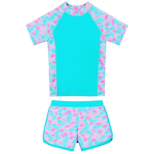 ZNYUNE Badeanzug Mädchen Zweiteiler Kurzarm Shorty UV-Schutz UPF 50+ Schnelltrocknend, Bequem Schwimmanzug Schwimmbekleidung Größe 2-16 Jahre S504 CyanPinkScale 6A ZNYUNE Badeanzug Mädchen Zweiteiler Kurzarm Shorty UV-Schutz UPF 50+ Schnelltrocknend, Bequem Schwimmanzug Schwimmbekleidung Größe 2-16 Jahre S504 CyanPinkScale 6A von ZNYUNE
