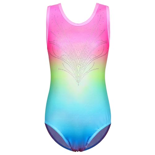 ZNYUNE Balletttrikot für Mädchen, buntes Schneeflocken-Element, Kinder, Gymnastik, Sportbekleidung, Turnanzug, 3–12 Jahre, Regenbogen, 8A von ZNYUNE