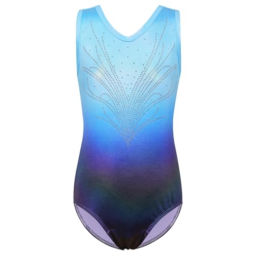 ZNYUNE Balletttrikot für Mädchen, buntes Schneeflocken-Element, Kinder, Gymnastik, Sportbekleidung, Turnanzug, 3–12 Jahre, blackblue, 11-12 Jahre von ZNYUNE