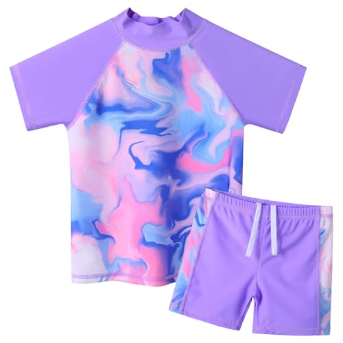 ZNYUNE Kinder Badeanzug Mädchen Zweiteiliger Badeanzug Stoffdruck Kurzen Ärmeln + Hosenrock Badebekleidung Schwimmanzug S484 PurpleBlue 12A ZNYUNE Kinder Badeanzug Mädchen Zweiteiliger Badeanzug Stoffdruck Kurzen Ärmeln + Hosenrock Badebekleidung Schwimmanzug S484 PurpleBlue 12A von ZNYUNE
