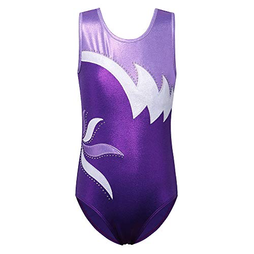 ZNYUNE Kinder Gymnastik Trikot Klassisch Gymnastikanzug Ärmellos für Mädchen 208 Purple 14A von ZNYUNE