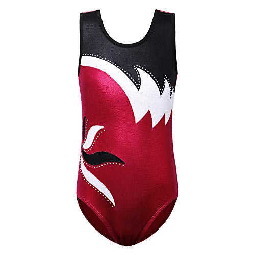 ZNYUNE Kinder Gymnastik Trikot Klassisch Gymnastikanzug Ärmellos für Mädchen 208 WineRed 14A von ZNYUNE