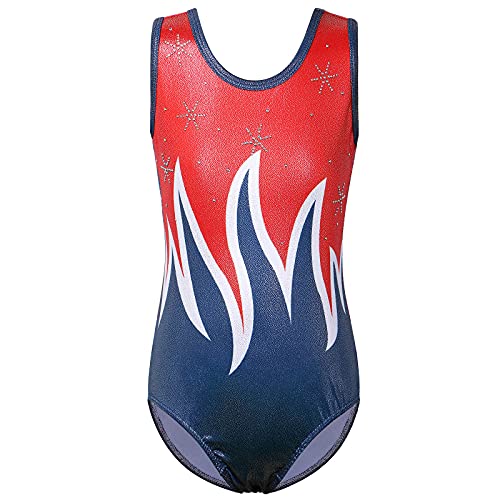 ZNYUNE Kinder Gymnastik Trikot Klassisch Gymnastikanzug Ärmellos für Mädchen 277 RedBlue 12A von ZNYUNE