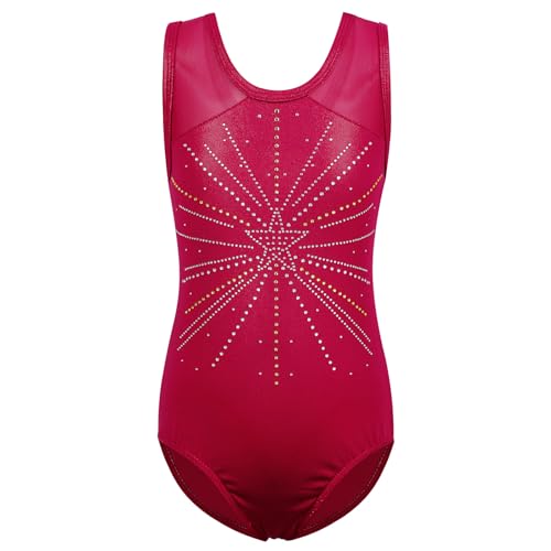 ZNYUNE Kinder Gymnastik Trikot Klassisch Gymnastikanzug Ärmellos für Mädchen B283 WineRed 10A von ZNYUNE