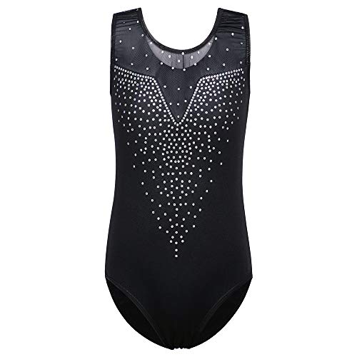 ZNYUNE Kinder Turnanzug Mädchen Gymnastik Trikot Gymnastikanzug Ärmellos Klassisch B198 SequinBlack 6A von ZNYUNE