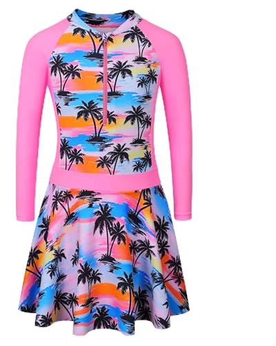 ZNYUNE Mädchen Badeanzug Rüschen-Tankini-Modischer Badeanzüge UV-Schutz 50+ Badebekleidung mit Reißverschluss für Kinder 3-12 Jahre zum Schwimmen S448 PinkCocoTree 164/170 von ZNYUNE