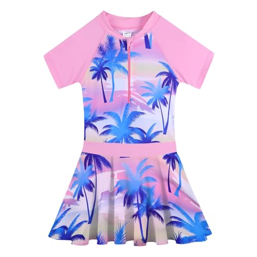 ZNYUNE Mädchen Badeanzug Rüschen-Tankini-Modischer Badeanzüge UV-Schutz 50+ Badebekleidung mit Reißverschluss für Kinder 3-12 Jahre zum Schwimmen S485 PinkCocoTree 104/110 von ZNYUNE