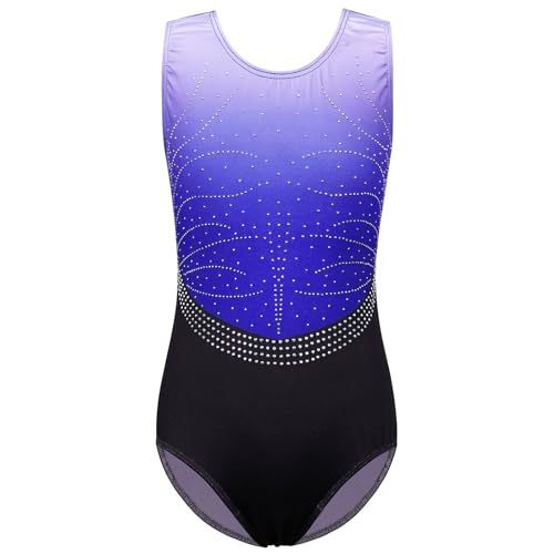 ZNYUNE Mädchen Balletttrikot Bunte Flocken von Schnee Element Kinder Gymnastik Sportbekleidung Gymnastikanzug 3-12 Jahre, RoyalBlueBlack, 9 - 10 Jahre von ZNYUNE