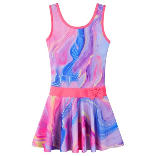 ZNYUNE Mädchen Einteiler uv Badebekleidung uv Kleidung Kinder bade Shirt mädchen S458 PinkMarble 104/110 von ZNYUNE