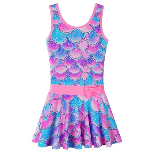 ZNYUNE Mädchen Einteiler uv Badebekleidung uv Kleidung Kinder bade Shirt mädchen S511 BluePinkScale 92/98 von ZNYUNE