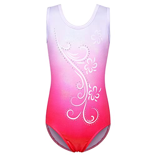 ZNYUNE Mädchen Gymnastik Sparkle Farbverlauf Turnanzug für Kinder 3-14 Jahre B293 WhitePink 12A von ZNYUNE