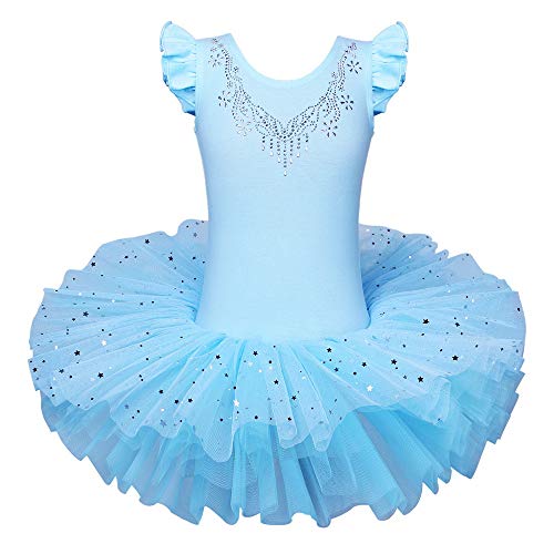 ZNYUNE Mädchen Kinder Ballett Tanz Kleid Klassik Ballettanzug 184 Bleu L von ZNYUNE