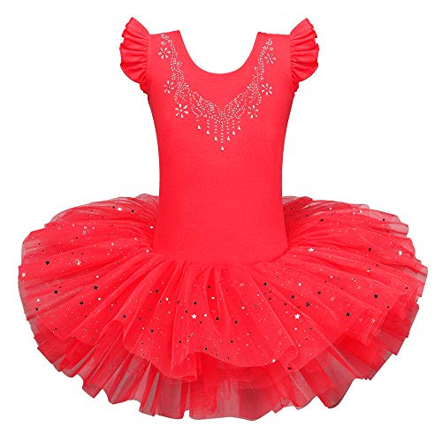 ZNYUNE Mädchen Kinder Ballett Tanz Kleid Klassik Ballettanzug 184 Red L von ZNYUNE