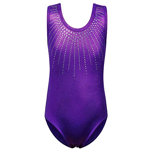 ZNYUNE Mädchen Kinder Turnbody Ärmellos Turnanzug Gymnastik Trikot Gymnastikanzug 199 Darkpurple 12A von ZNYUNE