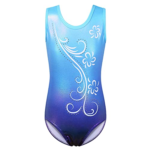 ZNYUNE Mädchen Kinder Turnbody Ärmellos Turnanzug Gymnastik Trikot Gymnastikanzug 275 Blue 12A von ZNYUNE