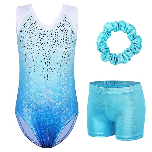 ZNYUNE Mädchen Kinder Turnbody Ärmellos Turnanzug Gymnastik Trikot Gymnastikanzug B230 LightBlue 10A von ZNYUNE