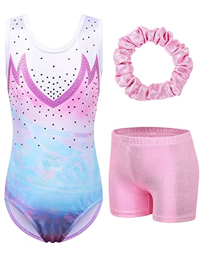 ZNYUNE Mädchen Kinder Turnbody Ärmellos Turnanzug Gymnastik Trikot Gymnastikanzug B279 TQ-WeißRosaBlau 14A von ZNYUNE