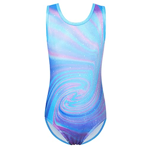 ZNYUNE Mädchen Kinder Turnbody Ärmellos Turnanzug Gymnastik Trikot Gymnastikanzug B288 LightBlue 6A von ZNYUNE