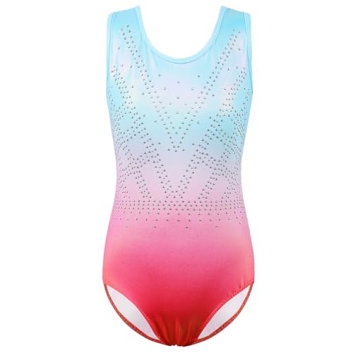 ZNYUNE Mädchen Kinder Turnbody Ärmellos Turnanzug Gymnastik Trikot Gymnastikanzug B372 BluePink 12A von ZNYUNE