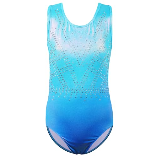 ZNYUNE Mädchen Kinder Turnbody Ärmellos Turnanzug Gymnastik Trikot Gymnastikanzug B372 GradientBlue 12A von ZNYUNE