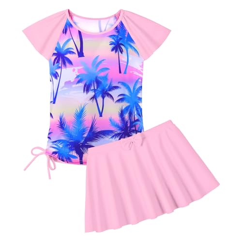 ZNYUNE Mädchen Zweiteiliger Badeanzug Kinder uv Schutz Kinder Schnelltrocknend UPF 50+ Badeanzug 3-12 Jahre S481 PinkCocoTree 8A von ZNYUNE