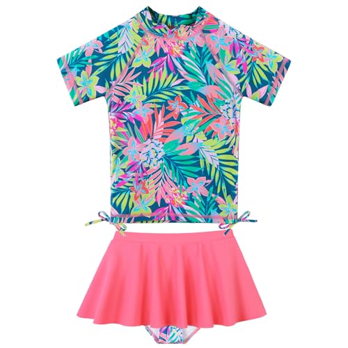 ZNYUNE Mädchen Zweiteiliger Badeanzug Kinder uv Schutz Kinder Schnelltrocknend UPF 50+ Badeanzug 3-12 Jahre S505 CyanFlower 12A von ZNYUNE