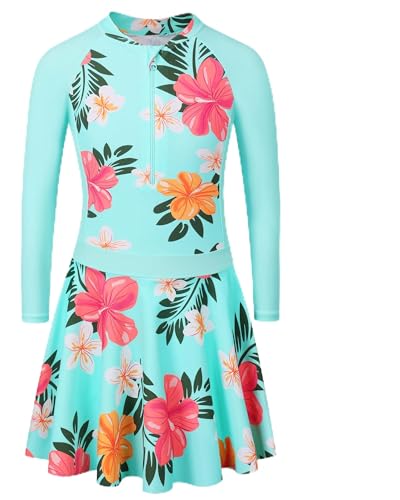 ZNYUNE Mädchen Badeanzug Rüschen-Tankini-Modischer Badeanzüge UV-Schutz 50+ Badebekleidung mit Reißverschluss für Kinder 3-12 Jahre zum Schwimmen S448 CyanFlower 104/110 ZNYUNE Mädchen Badeanzug Rüschen-Tankini-Modischer Badeanzüge UV-Schutz 50+ Badebekleidung mit Reißverschluss für Kinder 3-12 Jahre zum Schwimmen S448 CyanFlower 104/110 von ZNYUNE