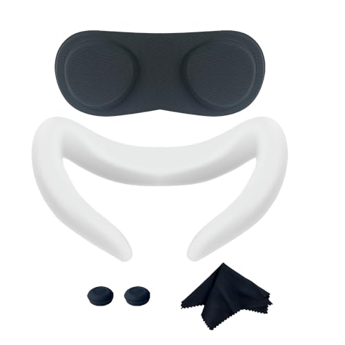 ZOANCC VR-Brille Linsenabdeckung Eye Pad Controller Grip Button Abdeckung VR-Gesichtsmaske Brille Tuch Kompatibel für Meta Quest 3, Virtual Reality Shell Abdeckung Ersatz Set Fall Hülse Pad (weiß) von ZOANCC