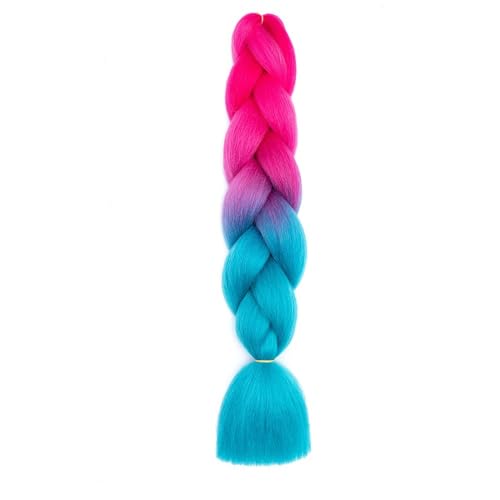 ZOAPDEBCE Menschliches Haar Verlängerungsband, 100G 24-Zoll-Jumbo-Zopf-Häkelhaarverlängerung for Zöpfe, Regenbogen-Flechthaar, vorgedehntes Kunsthaar for Mädchen (1)(B41) von ZOAPDEBCE