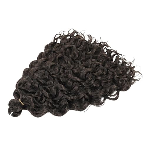 ZOAPDEBCE Menschliches Haar Verlängerungsband, 18" synthetische tiefe gewellte Twist-Häkelhaar-Afro-Locken Wasserwellen-Häkelzöpfe braune Flechthaarverlängerungen for Frauen (#4)(#4) von ZOAPDEBCE