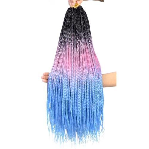 ZOAPDEBCE Menschliches Haar Verlängerungsband, Lange gerade 3x Box Braids Haarverlängerungen Kunsthaar Bunte dünne Box Braids Haare for Frauen (3-7)(45721) von ZOAPDEBCE