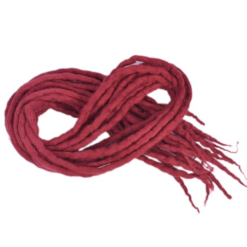 ZOAPDEBCE Menschliches Haar Verlängerungsband, Synthetische Dreadlocks häkeln Zopfhaar 20 Zoll weiche Wolle Locs handgefertigte Flechthaarverlängerung (BD)(Brick red-01) von ZOAPDEBCE