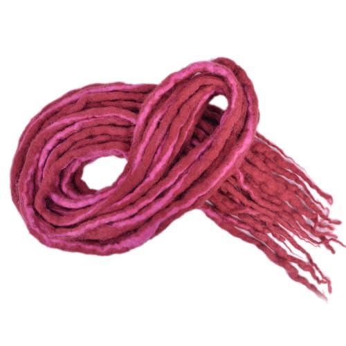 ZOAPDEBCE Menschliches Haar Verlängerungsband, Synthetische Dreadlocks häkeln Zopfhaar 20 Zoll weiche Wolle Locs handgefertigte Flechthaarverlängerung (BD)(D Rose Red) von ZOAPDEBCE