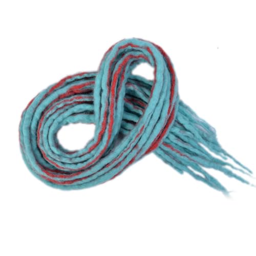 ZOAPDEBCE Menschliches Haar Verlängerungsband, Synthetische Dreadlocks häkeln Zopfhaar 20 Zoll weiche Wolle Locs handgefertigte Flechthaarverlängerung (BD)(R Light blue) von ZOAPDEBCE