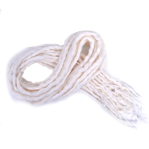 ZOAPDEBCE Menschliches Haar Verlängerungsband, Synthetische Dreadlocks häkeln Zopfhaar 20 Zoll weiche Wolle Locs handgefertigte Flechthaarverlängerung (BD)(White) von ZOAPDEBCE