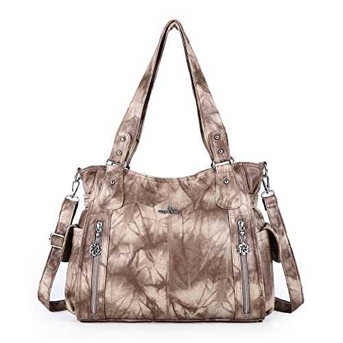 ZOCAI AngelKiss Handtasche Damen Schultertasche Multifunktionale Umhängetaschen Gewaschenes Veganes Leder Wasserdicht mit Reißver Schlusstaschen Reißverschlusstasche (Khaki) ZOCAI AngelKiss Handtasche Damen Schultertasche Multifunktionale Umhängetaschen Gewaschenes Veganes Leder Wasserdicht mit Reißver Schlusstaschen Reißverschlusstasche (Khaki) von ZOCAI