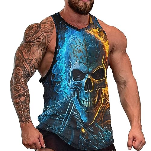 ZOCANIA Herren Graphic Tank Tops Neuheit Schädel 3D Druck Muskel Casual Ärmellos T-Shirt Sommer Cool Rundhals Tees, Motorrad Skull-3, XX-Large ZOCANIA Herren Graphic Tank Tops Neuheit Schädel 3D Druck Muskel Casual Ärmellos T-Shirt Sommer Cool Rundhals Tees, Motorrad Skull-3, XX-Large von ZOCANIA