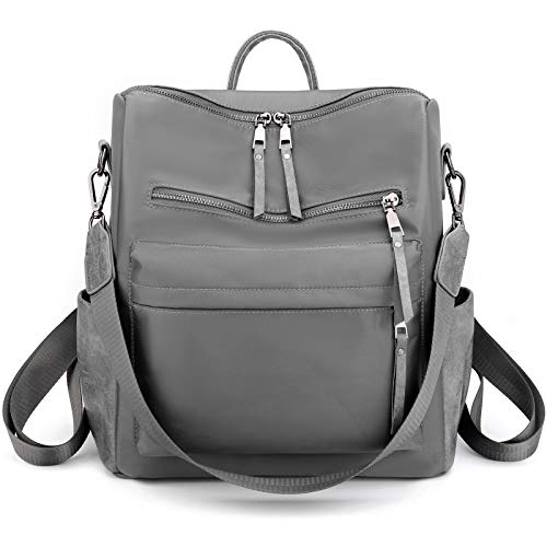 ZOCILOR Damen Mode Rucksack Handtasche Vielseitiges Design Wandlungsfähige Umhängetasche und Schultertasche aus PU-Leder Reisetasche (Graues Nylon) von ZOCILOR