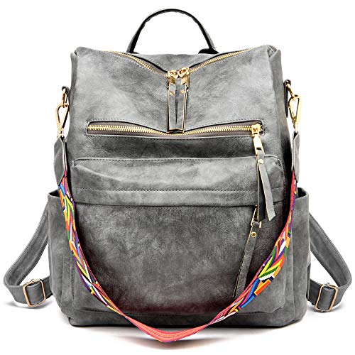 ZOCILOR Damen Mode Rucksack Handtasche Vielseitiges Design Wandlungsfähige Umhängetasche und Schultertasche aus PU-Leder Reisetasche (Grau) von ZOCILOR