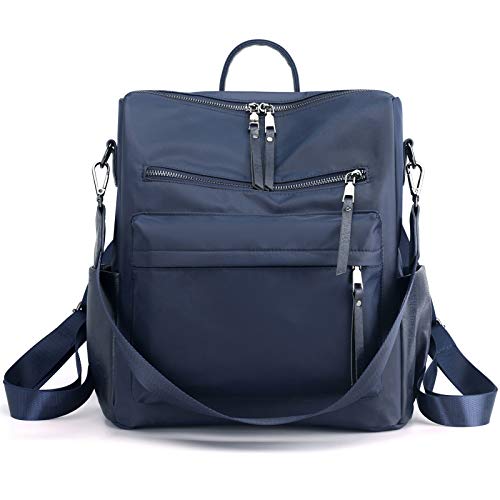 ZOCILOR Damen Mode Rucksack Handtasche Vielseitiges Design Wandlungsfähige Umhängetasche und Schultertasche aus PU-Leder Reisetasche (Blaues Nylon) von ZOCILOR